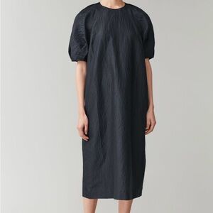 EUC COS navy seersucker dress